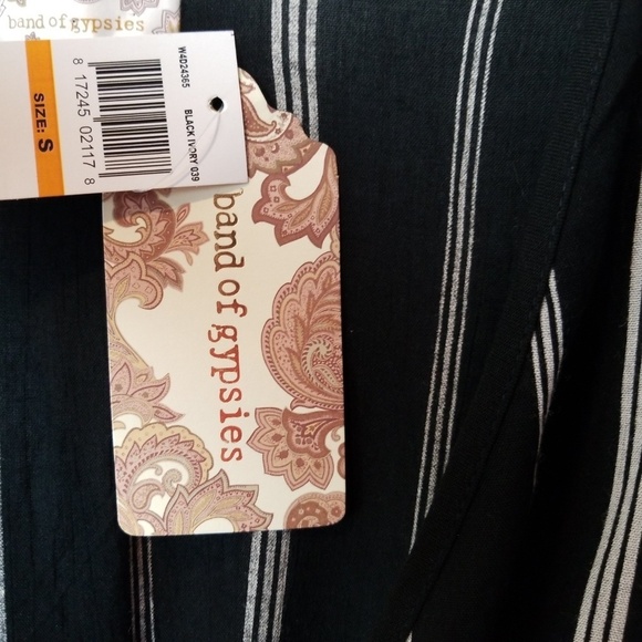 New Band Of Gypsies Striped Boho black white Crop Top SMall - Picture 5 of 9